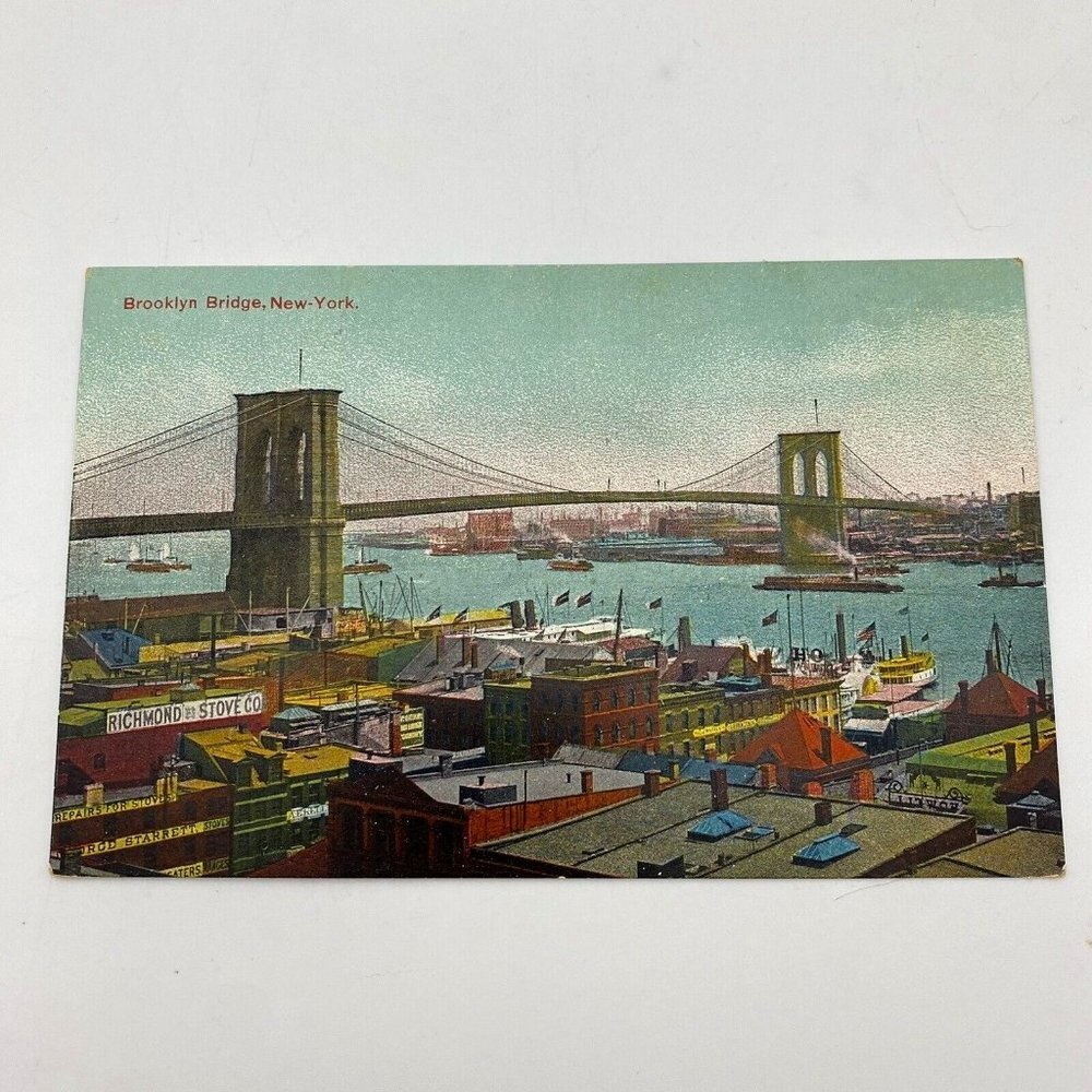 Antique 1910s NYC Brooklyn‎ Bridge Richmond Stove Company Advertising Postcard